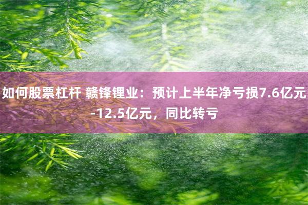 如何股票杠杆 赣锋锂业：预计上半年净亏损7.6亿元-12.5亿元，同比转亏