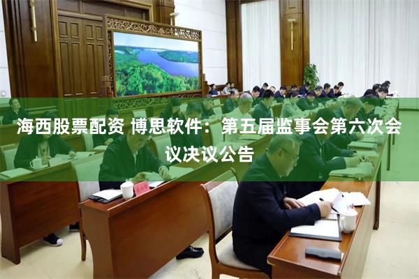 海西股票配资 博思软件：第五届监事会第六次会议决议公告